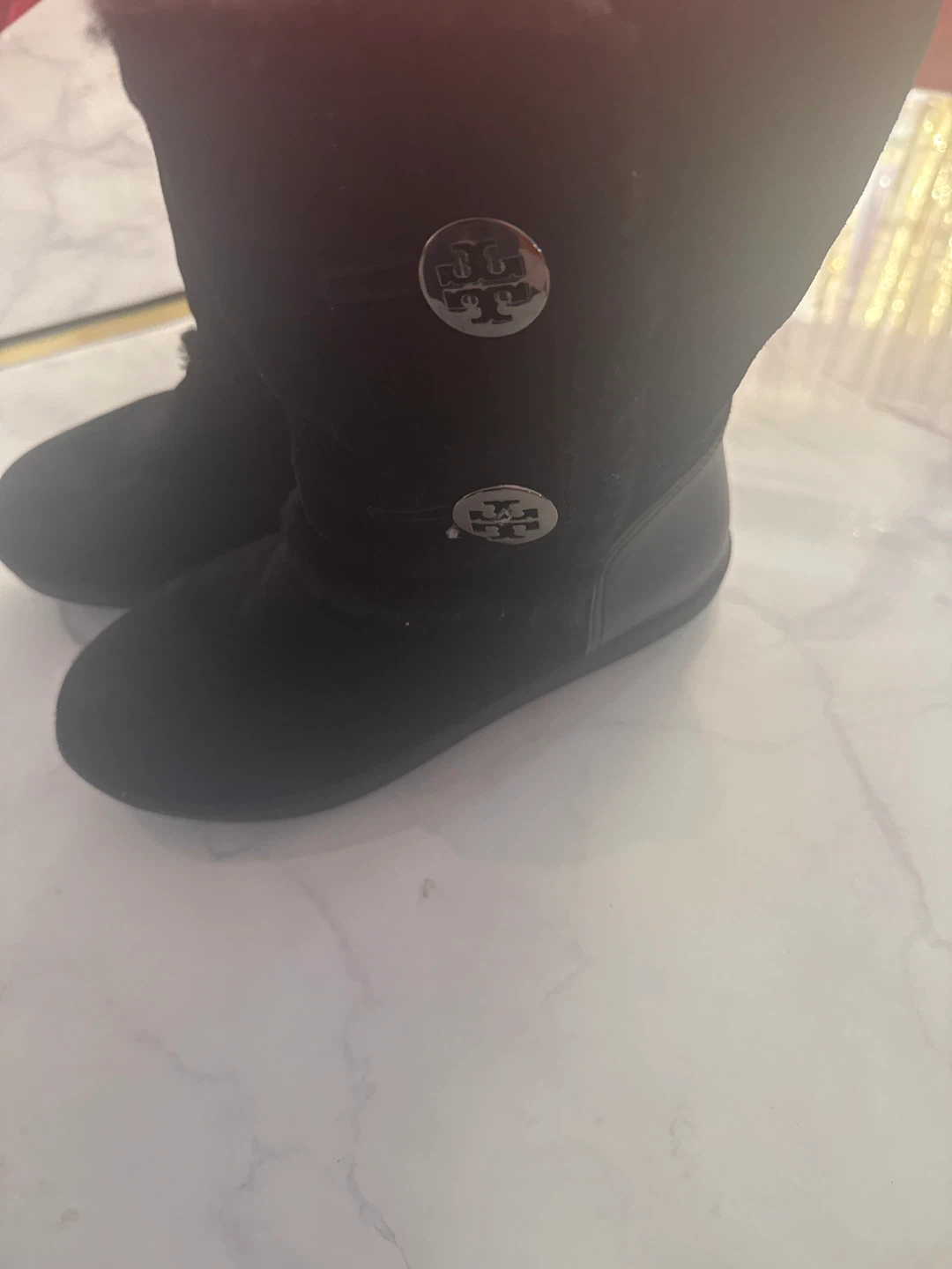 Size 4 Tory Burch Black Suede & Shearling Boots