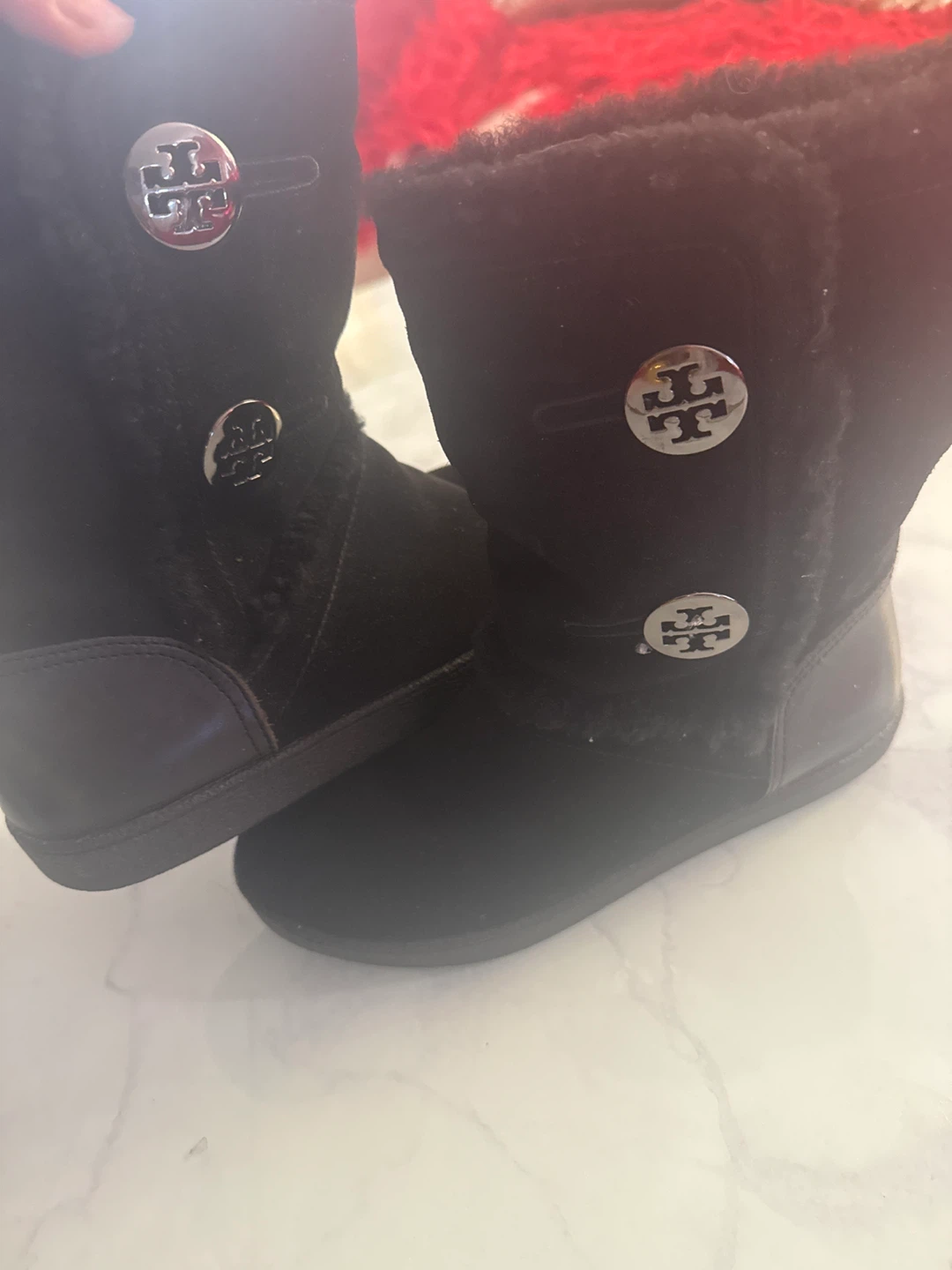 Size 4 Tory Burch Black Suede & Shearling Boots - photo 3