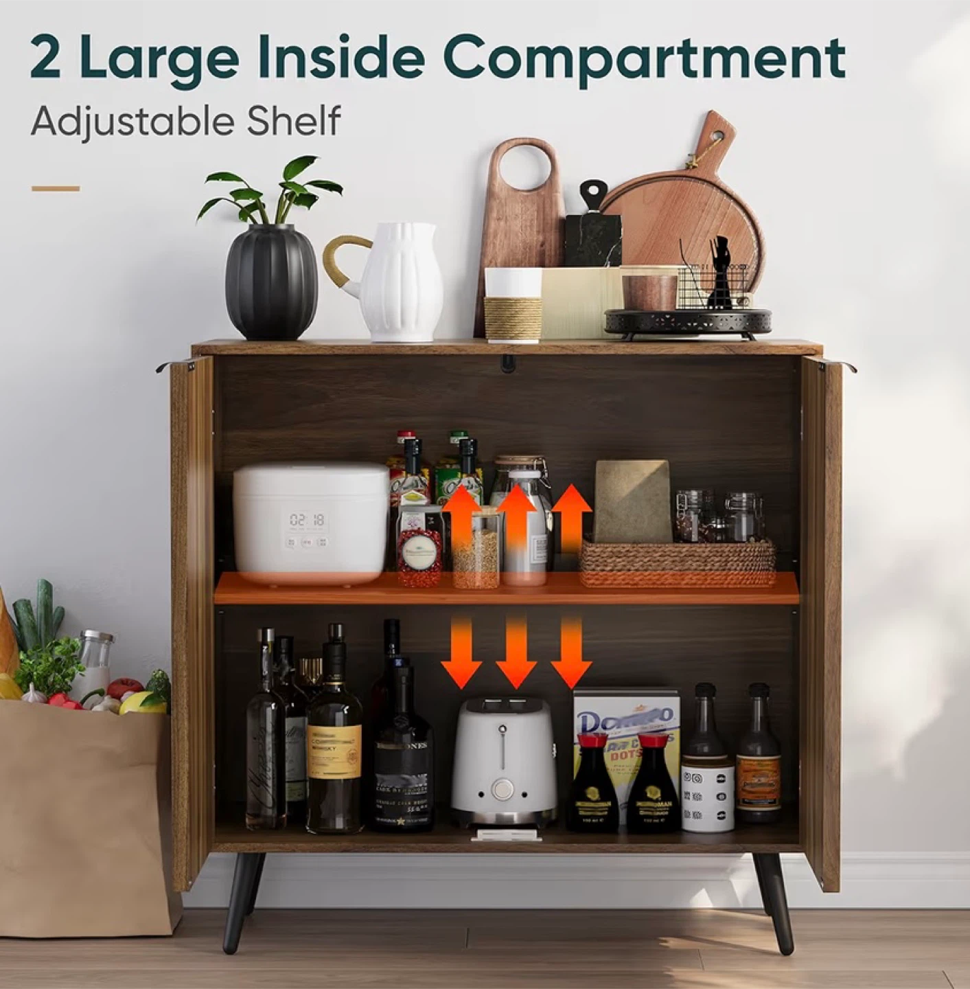 Adjustable Shelf Cabinet with 2 Large Inside Compartments - photo 4