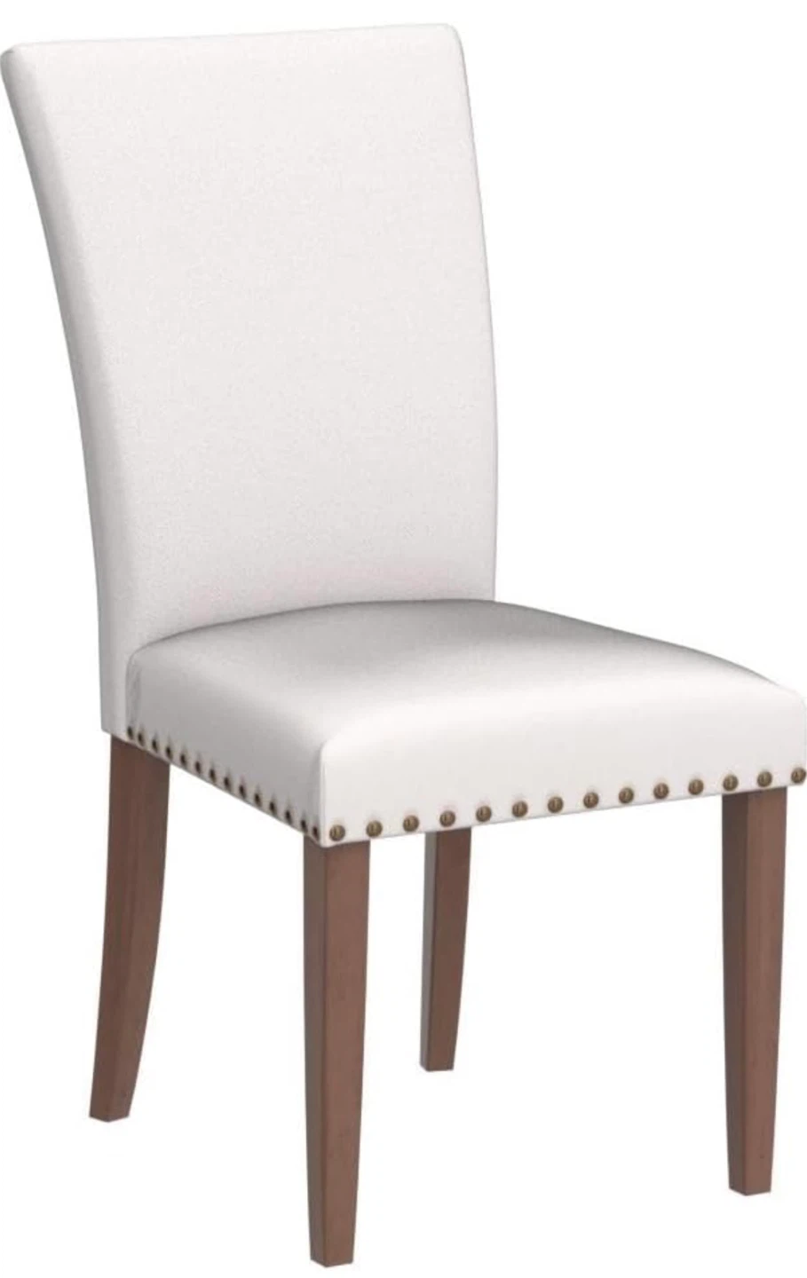 White Upholstered Dining Chair with Bronze Nailhead Trim - photo 5