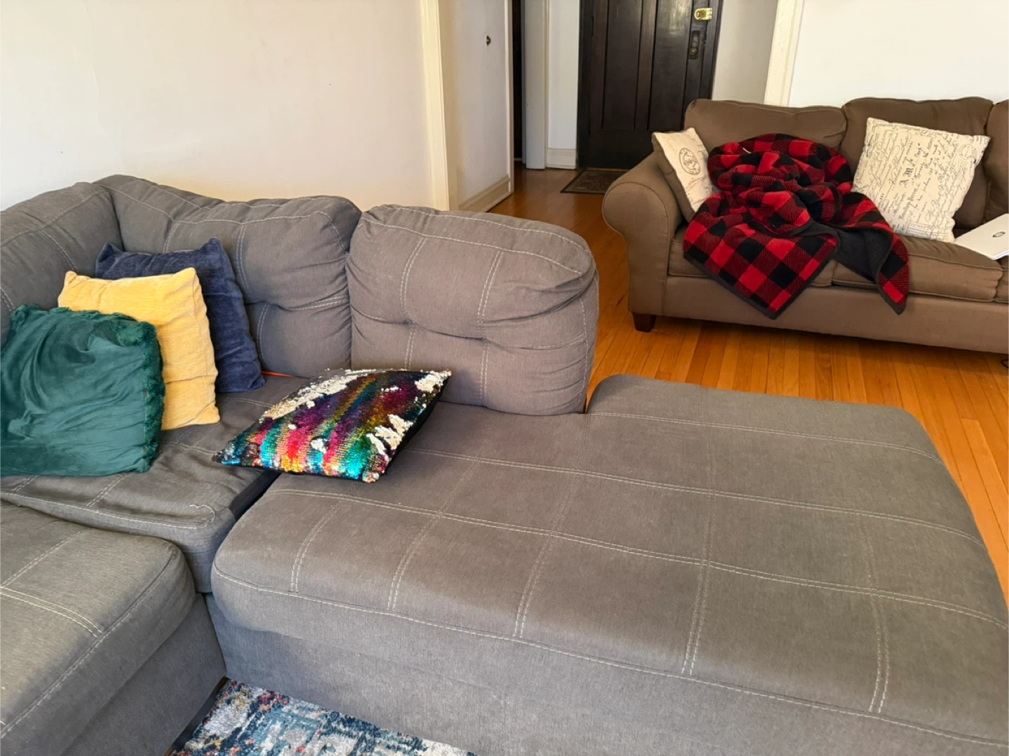 Dark Gray Sectional Sofa with Chaise - photo 2