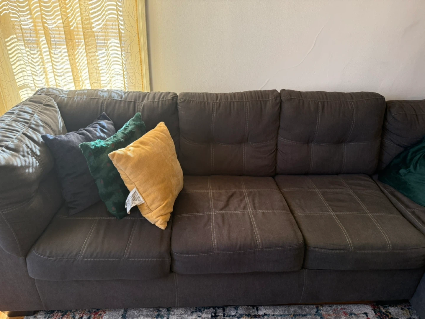 Dark Gray Sectional Sofa with Chaise - photo 3