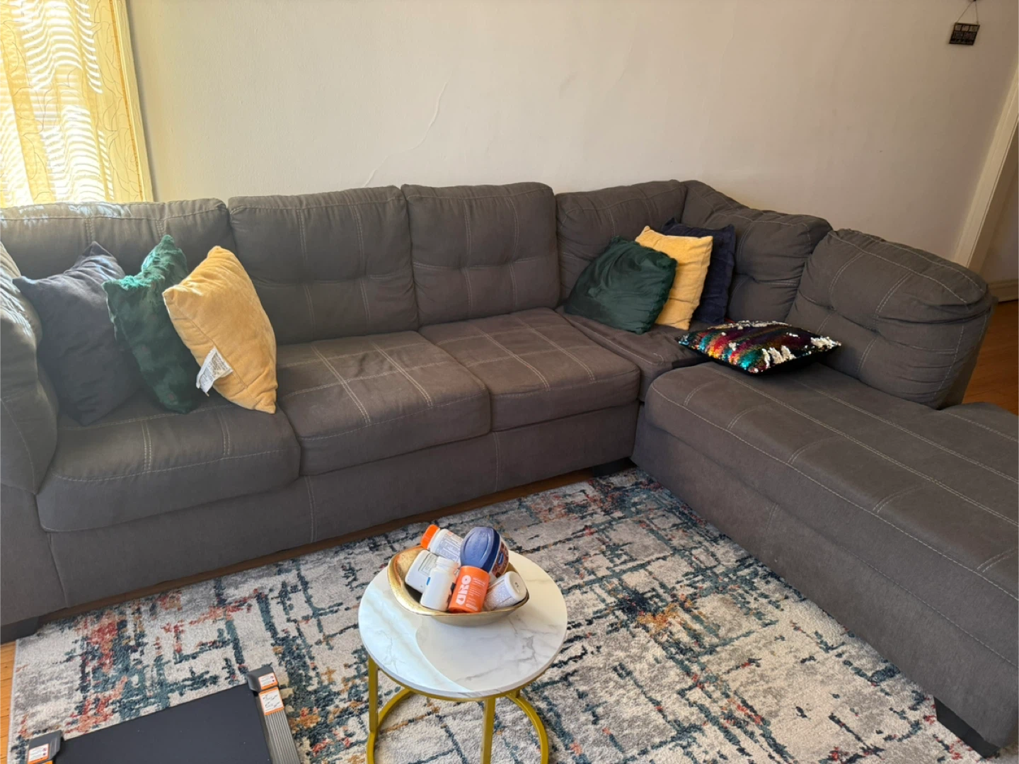 Dark Gray Sectional Sofa with Chaise