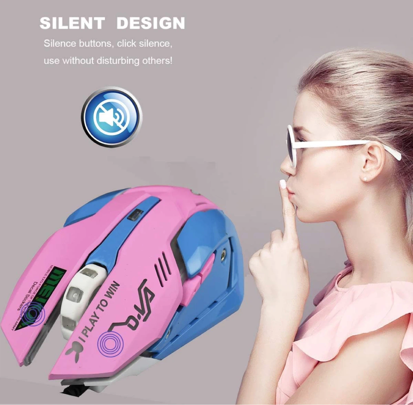 HXMJ Wired USB Gaming Mouse - Pink/Blue, 2400 DPI - photo 3
