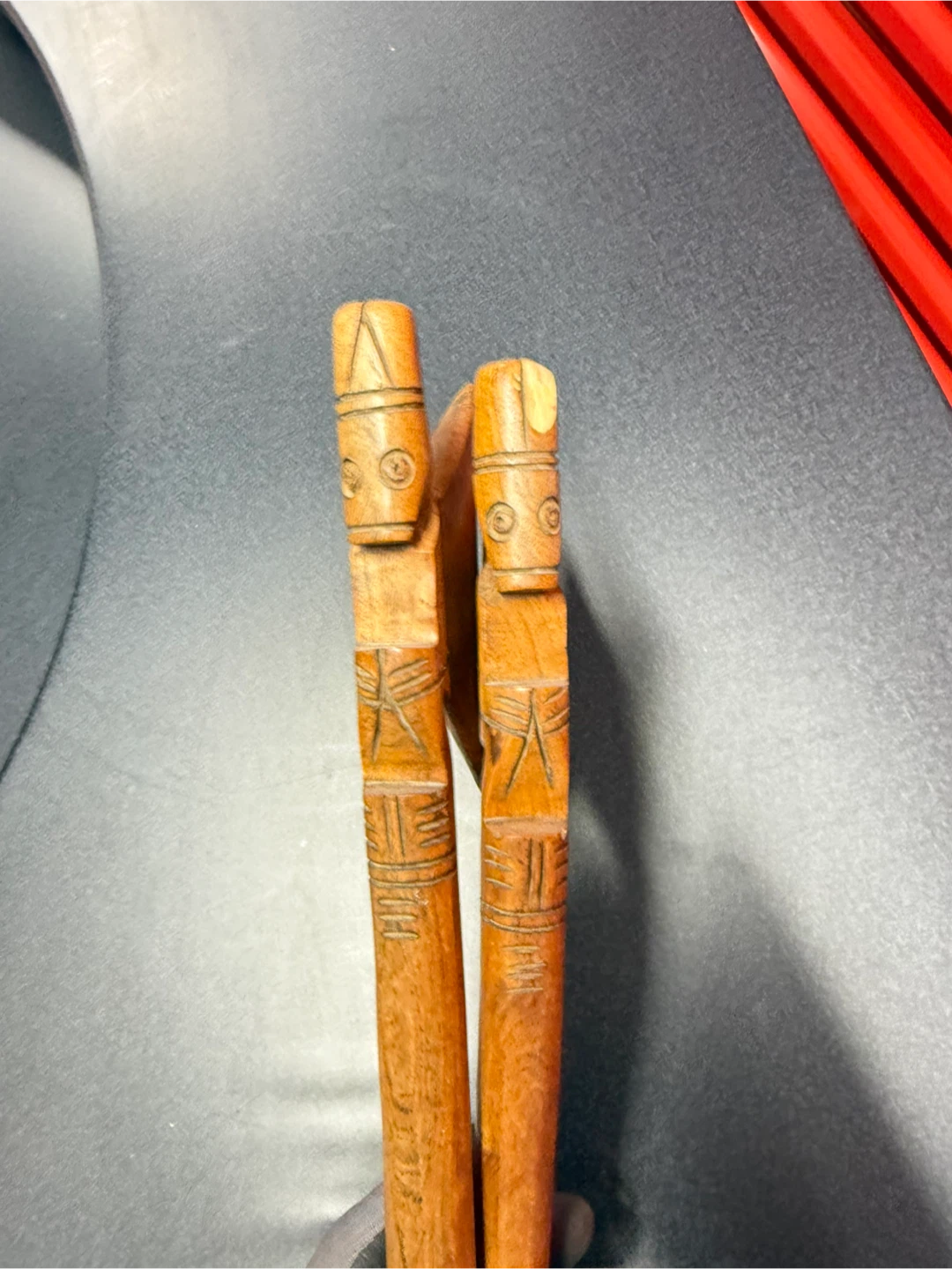Pair of Wooden Carved Chopsticks - photo 2