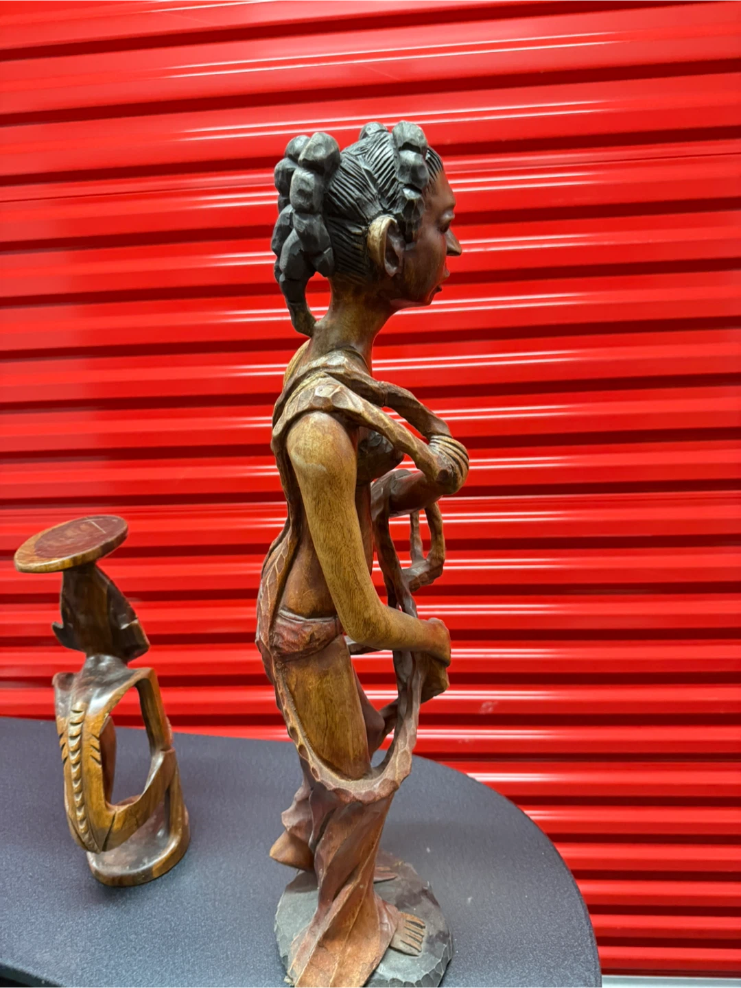 Vintage Carved Wooden Figurine of a Woman - photo 3