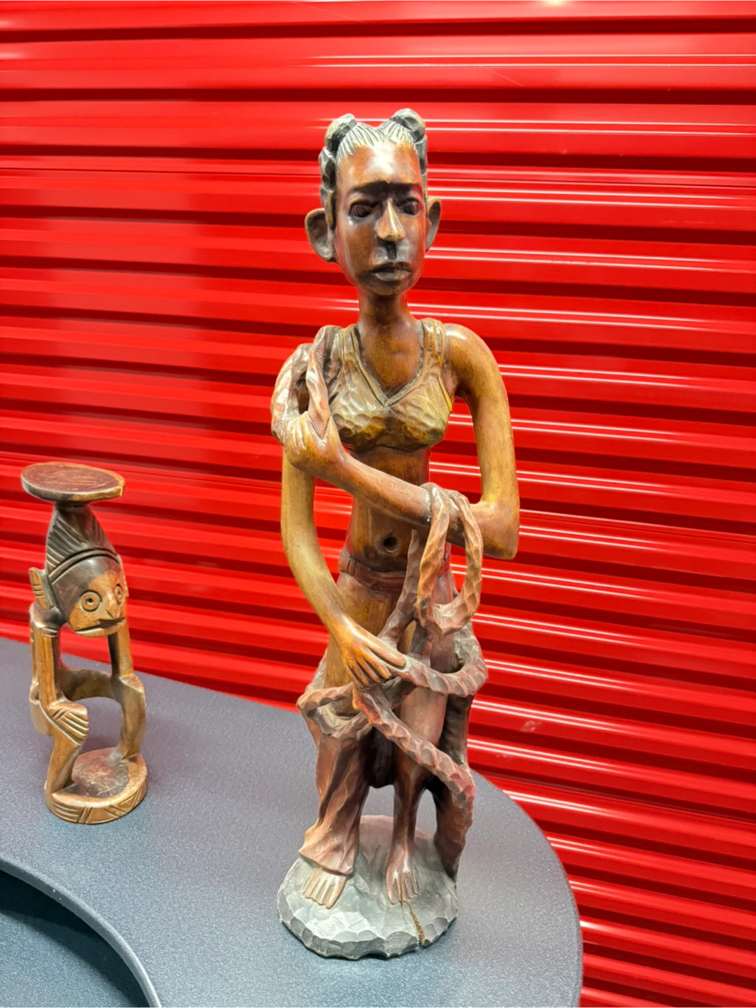 Vintage Carved Wooden Figurine of a Woman