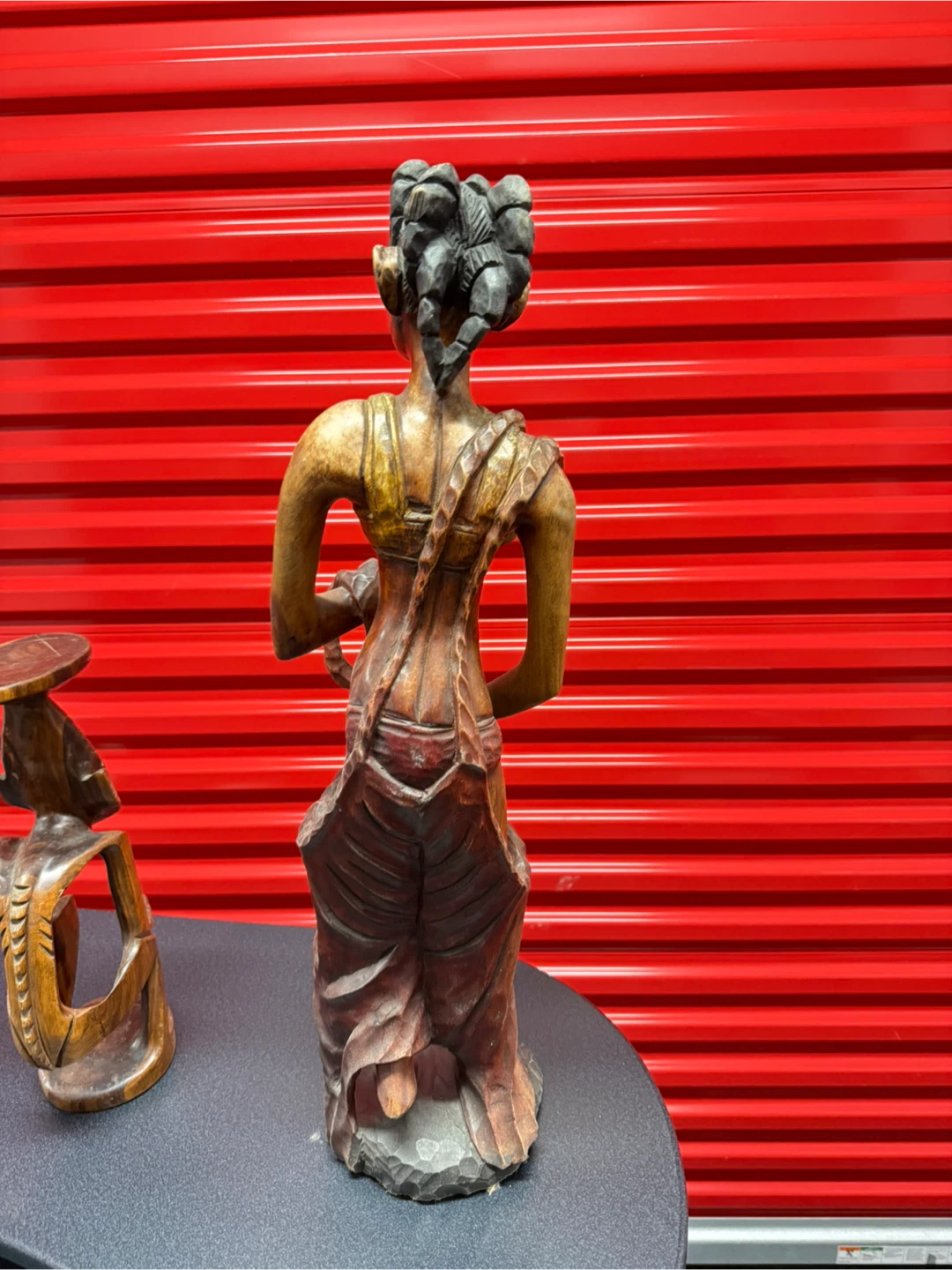 Vintage Carved Wooden Figurine of a Woman - photo 2