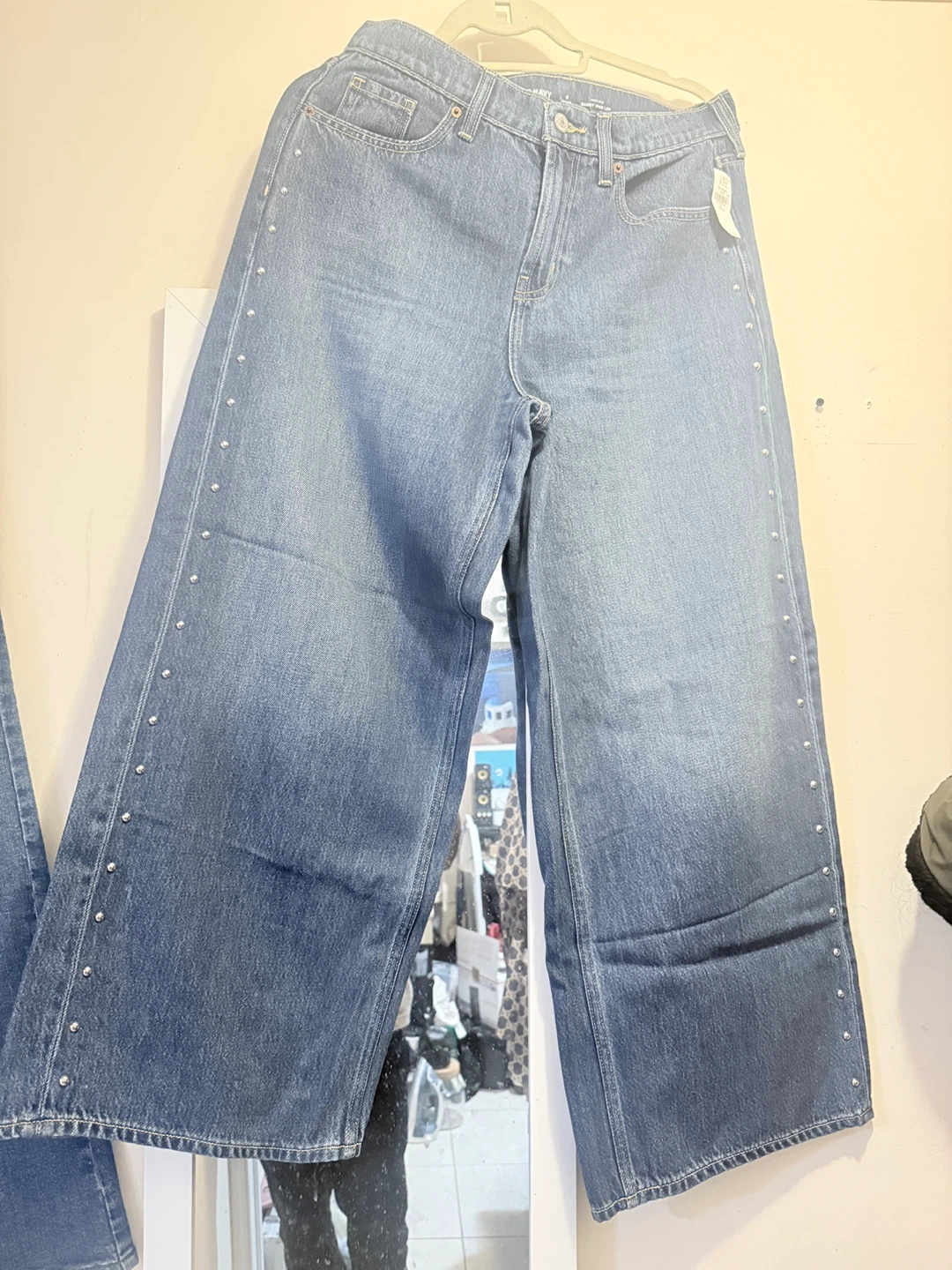 Old Navy High-Rise Petite Baggy Wide Leg Jeans with Studs - photo 3