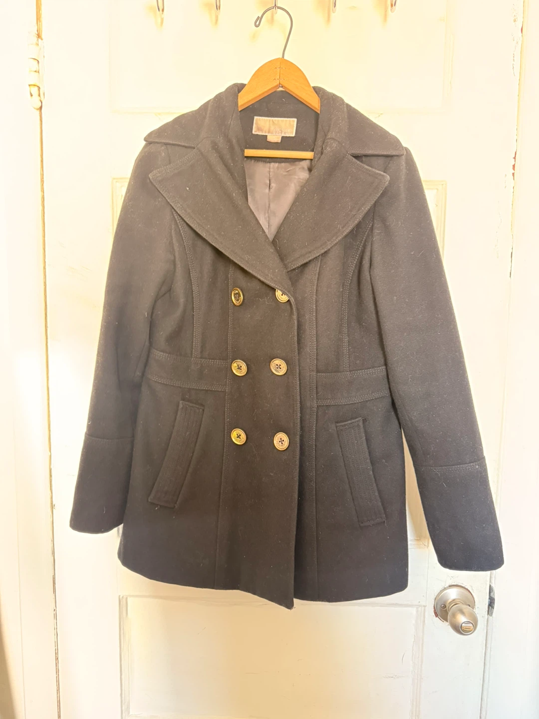 MICHAEL Michael Kors Black Double Breasted Peacoat Size 6 - photo 2