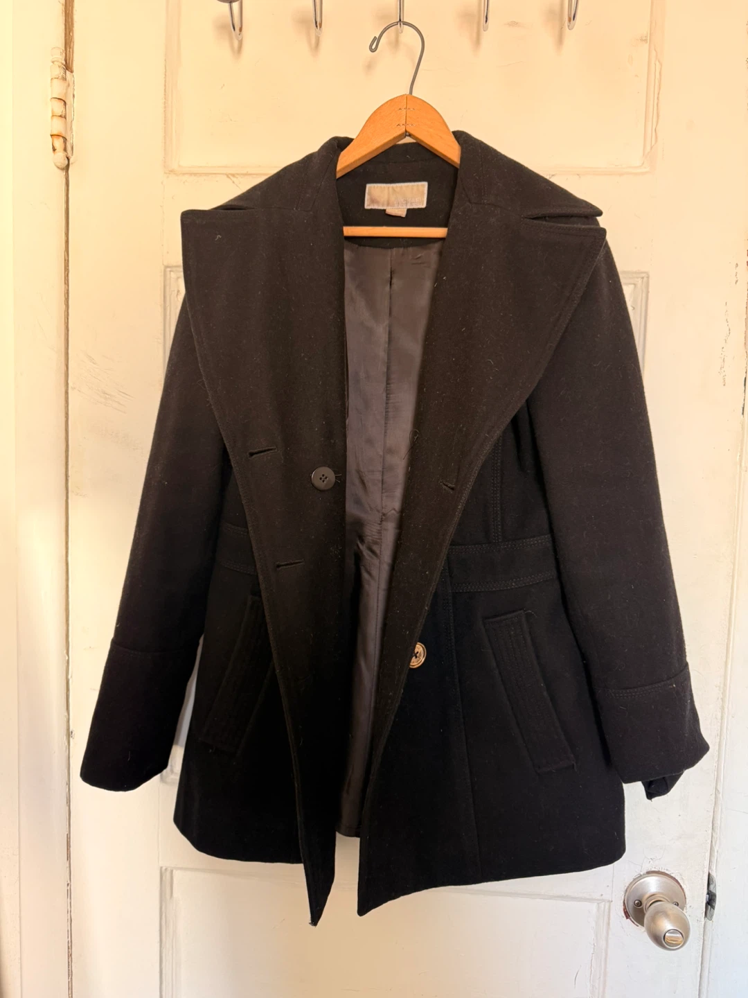 MICHAEL Michael Kors Black Double Breasted Peacoat Size 6