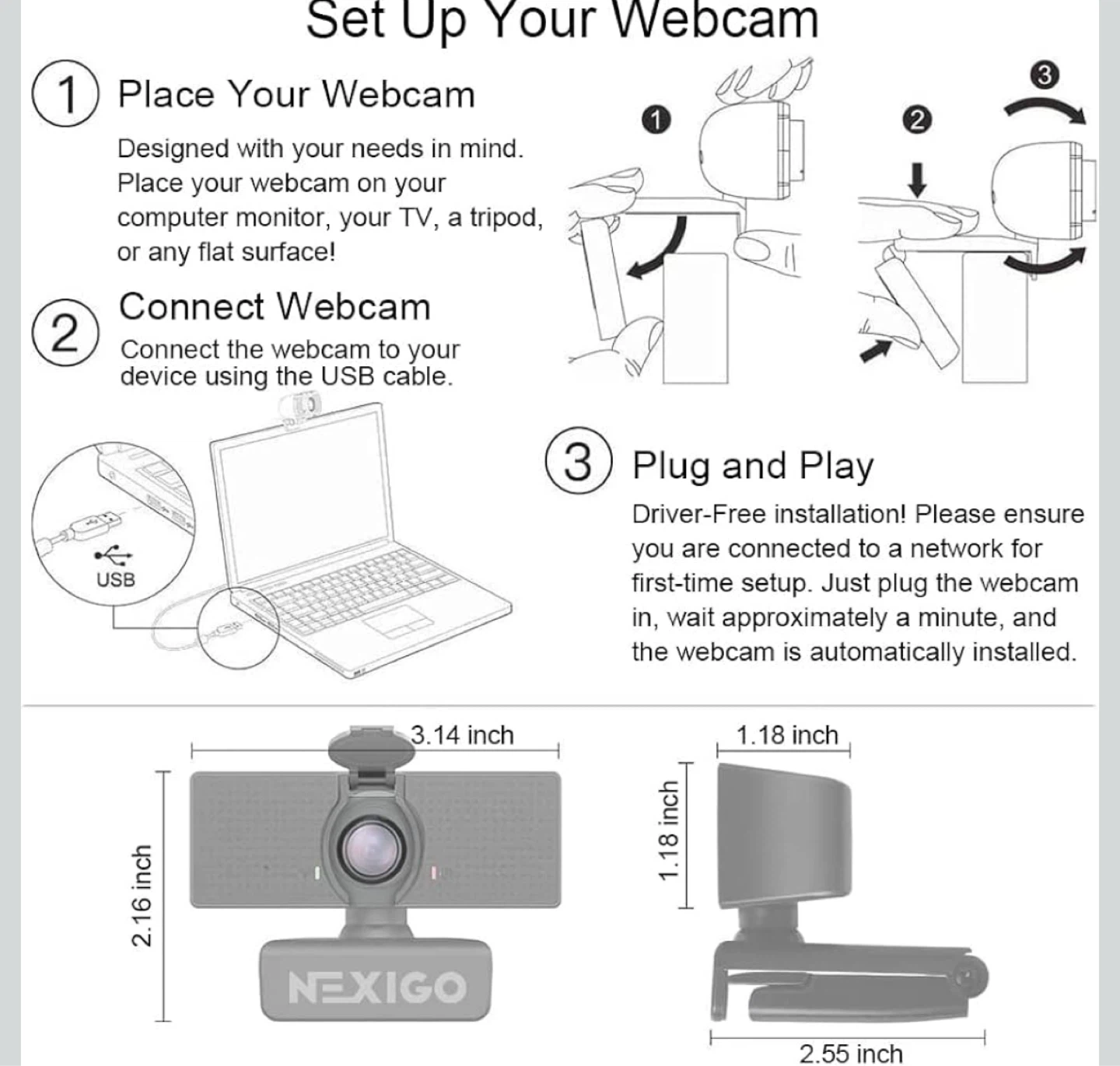 NexiGo N60 1080P Webcam with Microphone - photo 4