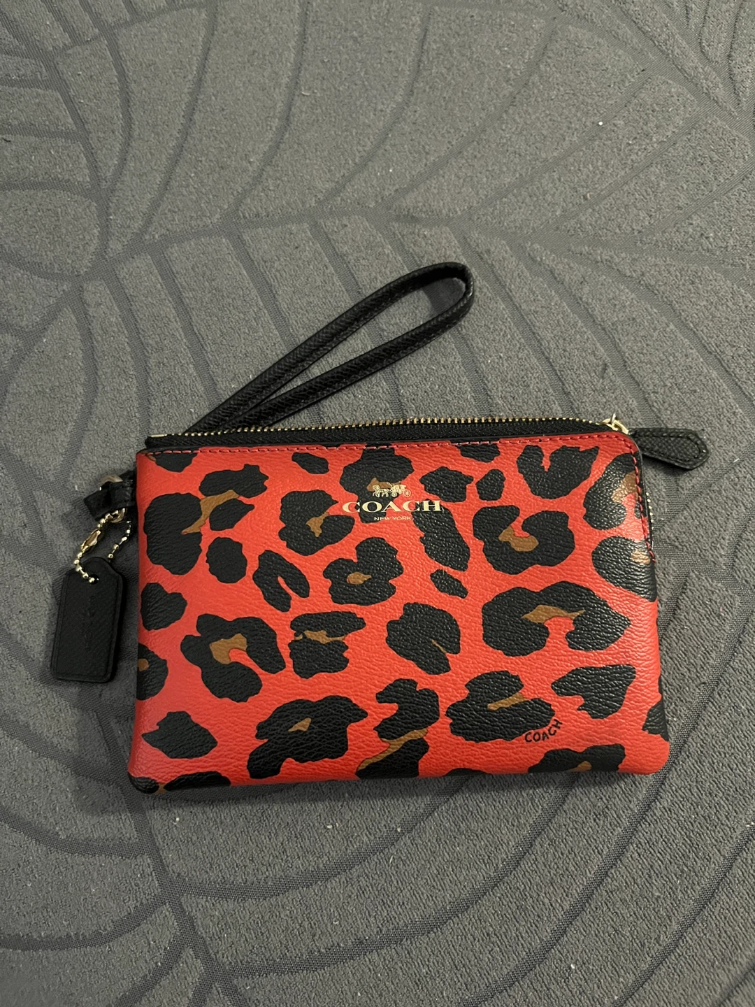 Coach Red Leopard Print Wristlet
