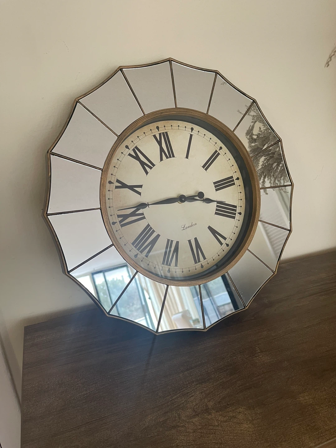 London Wall Clock with Mirrored Bezel