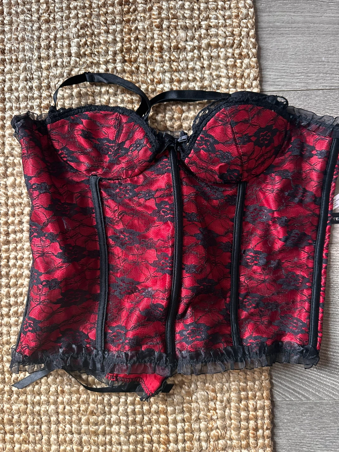 Red and Black Lace Corset size S