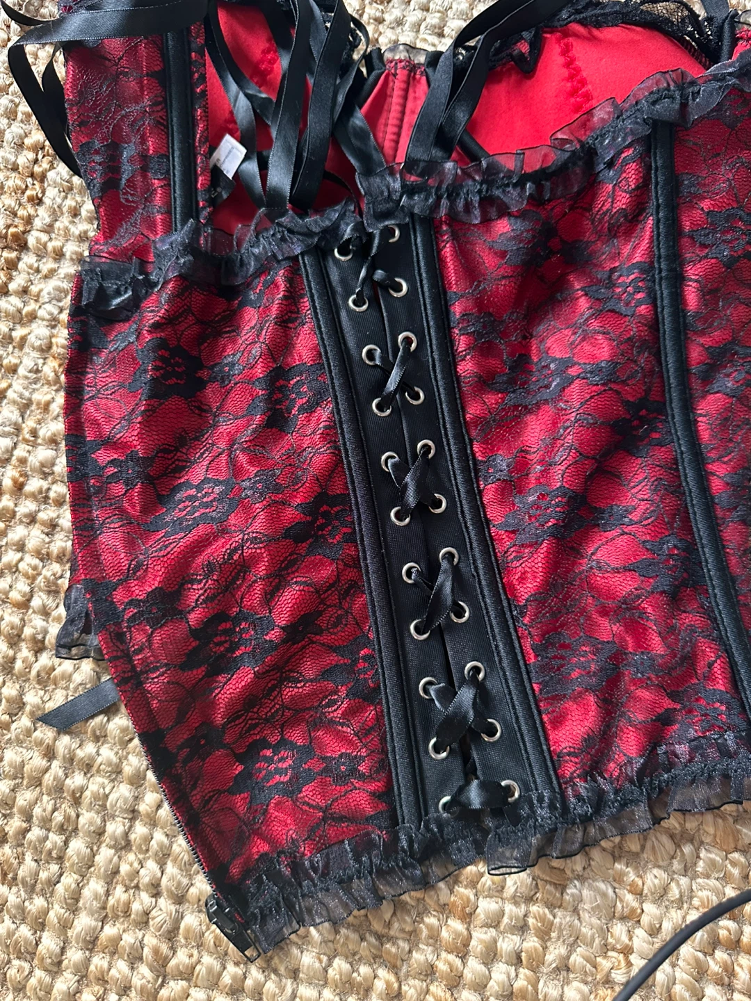 Red and Black Lace Corset size S - photo 2