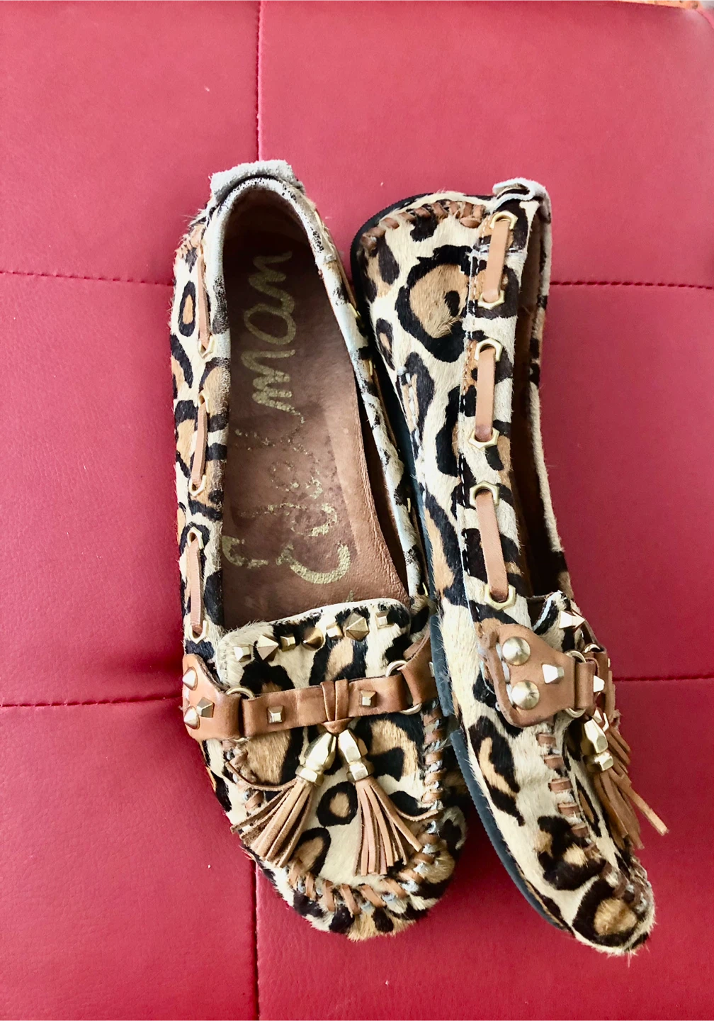 Sam Edelman Leopard Print Calf Hair Loafers with Tassels - photo 2