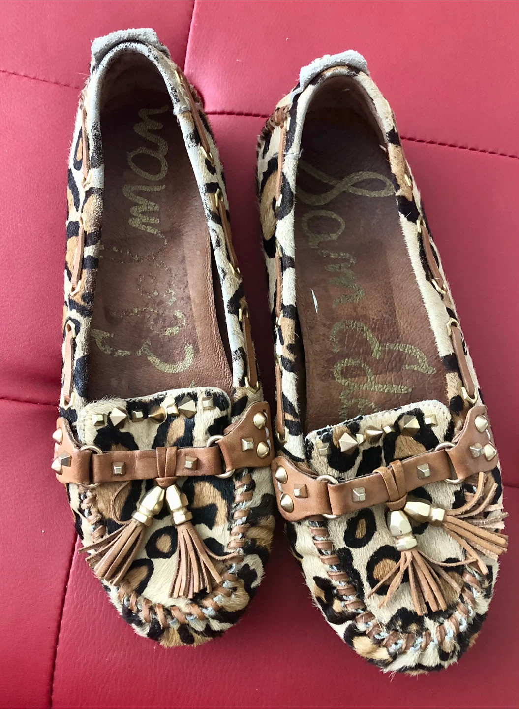Sam Edelman Leopard Print Calf Hair Loafers with Tassels - photo 4