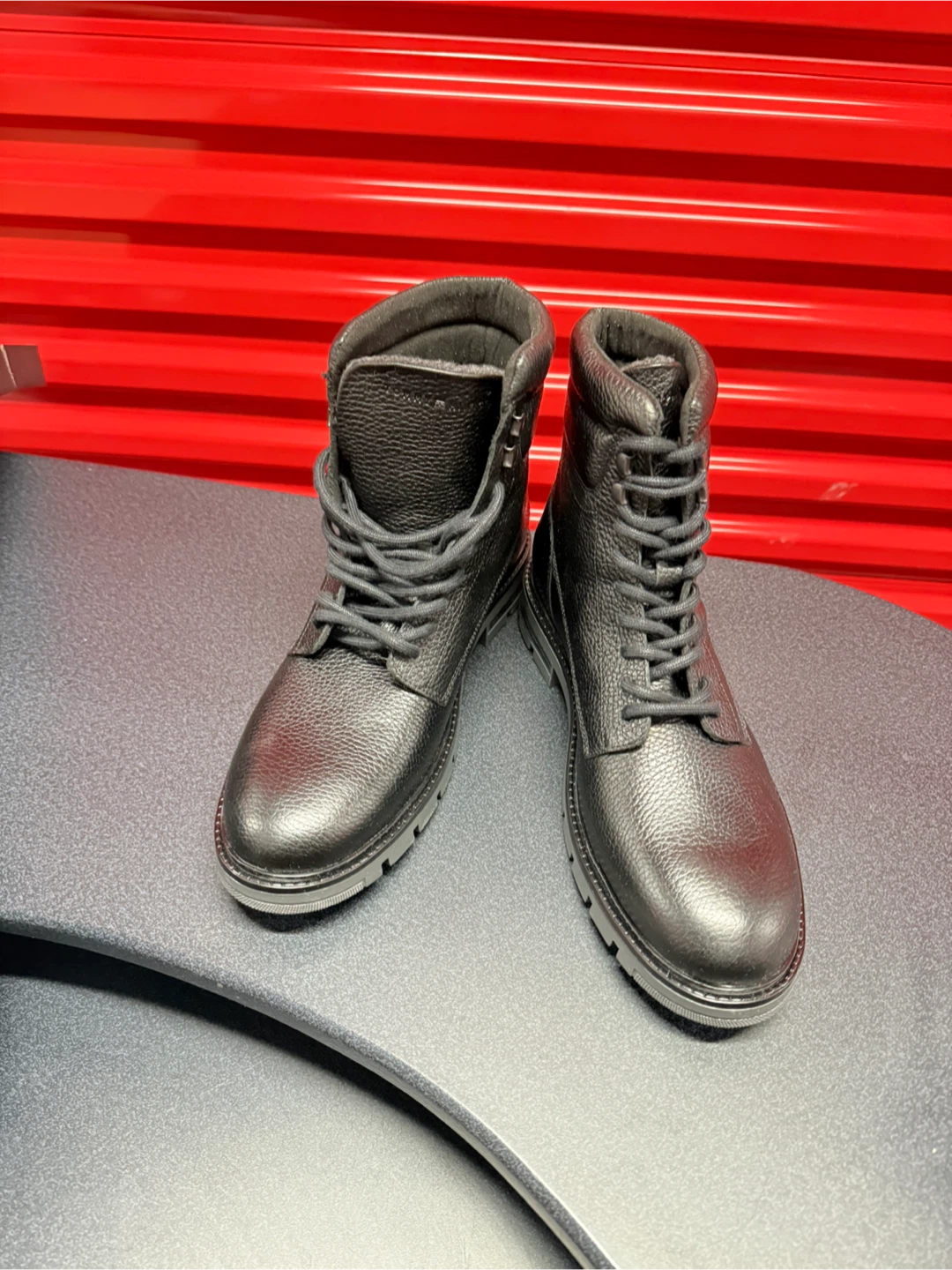 Tommy Hilfiger Black Leather Lace-Up Boots