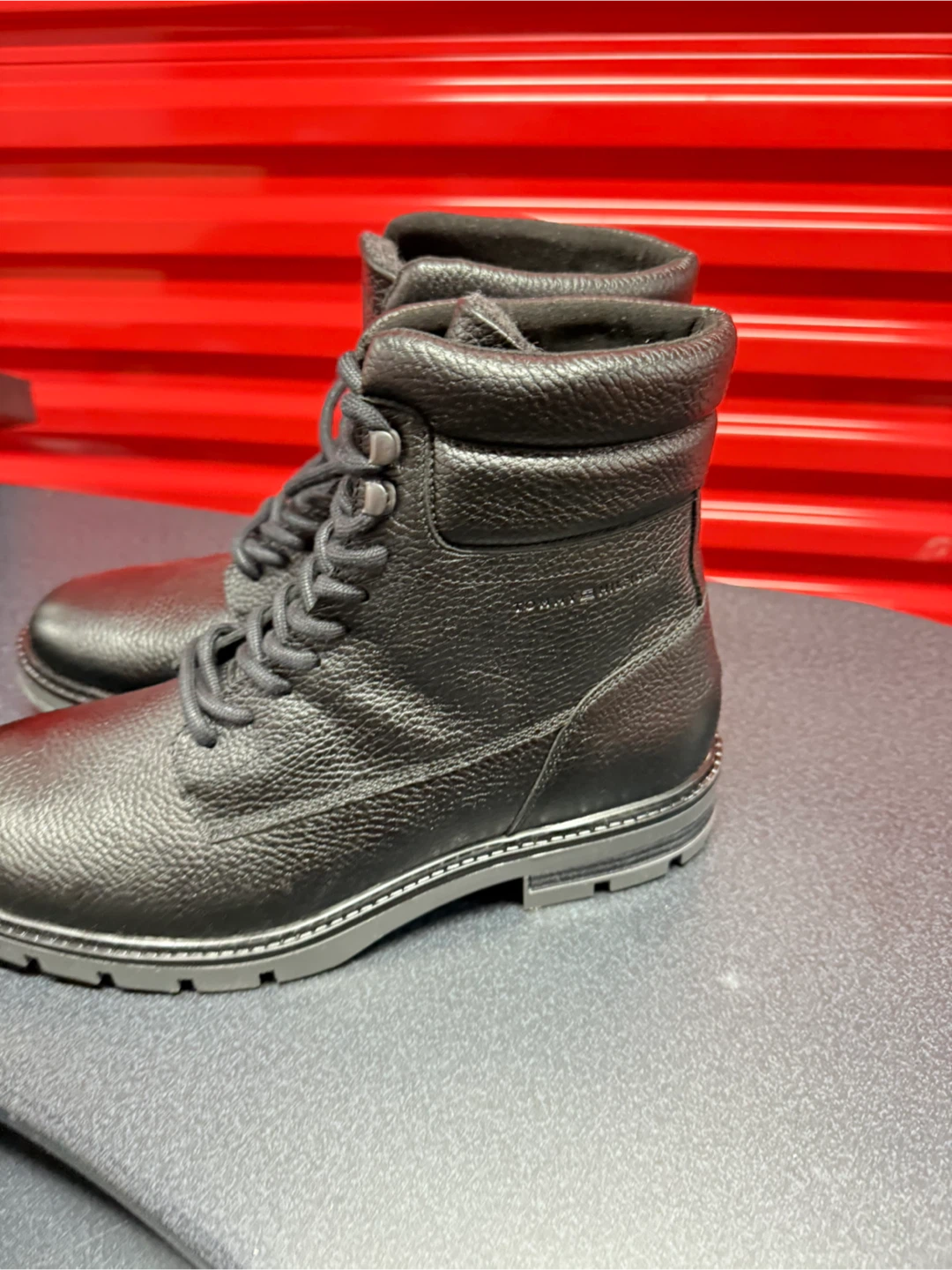 Tommy Hilfiger Black Leather Lace-Up Boots - photo 2
