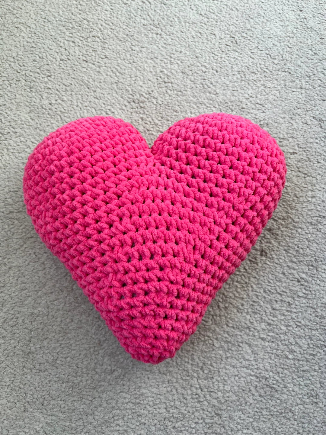 Crocheted Pink Heart Pillow