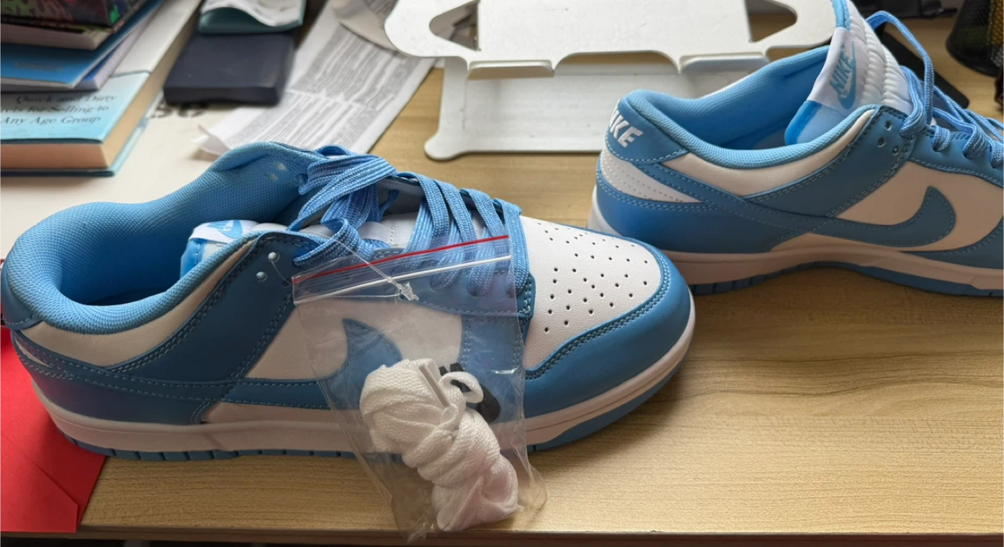 Nike Dunk Low Blue White Sneakers - photo 5