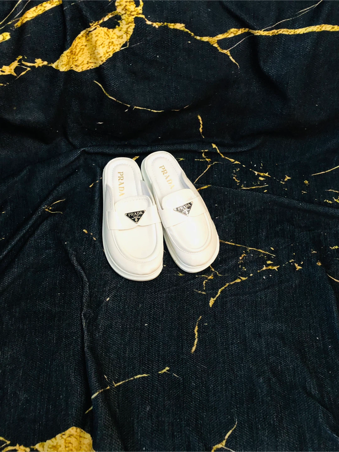 Prada White Mules Slides