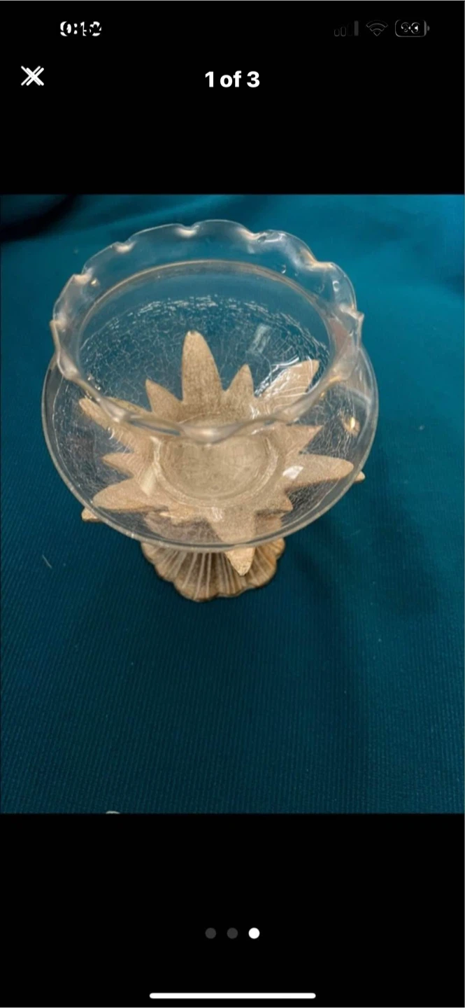 Glass Candy Dish with Ornate Base