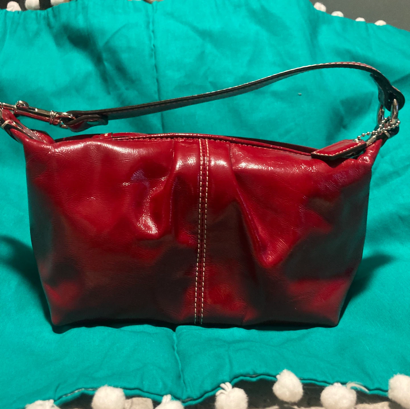 Vintage Coach Red Leather Shoulder Bag