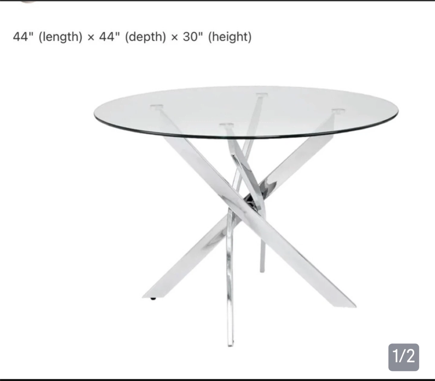 Glass Dining Table with 4 White Chairs