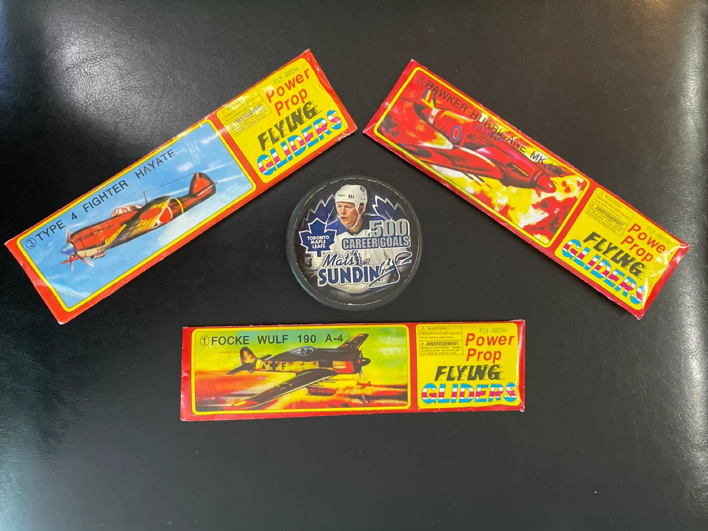 3-Flying Gliders & a Vintage Mats Sundin Hockey Puck