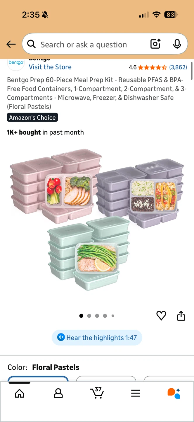 Bentgo Prep Meal Prep Containers - Floral Pastels