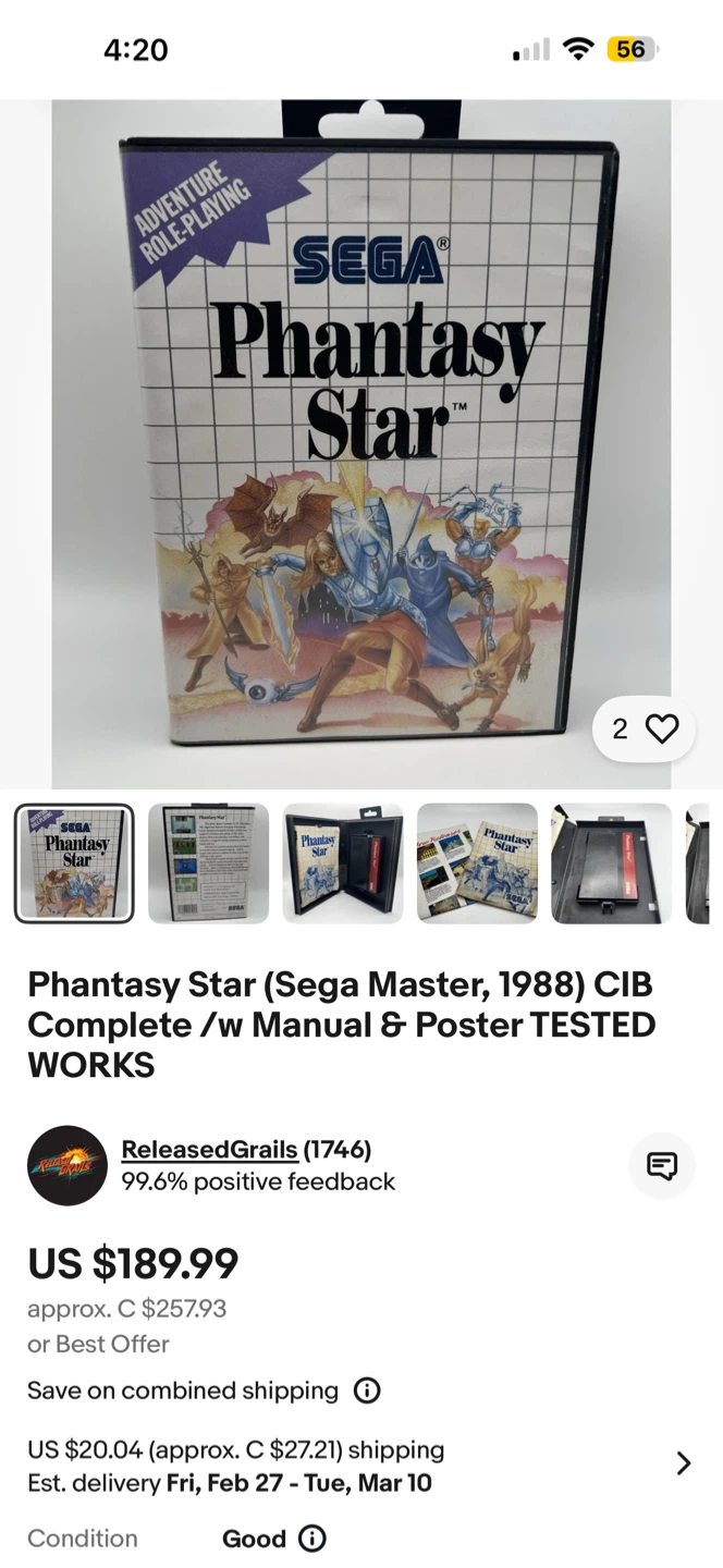 Phantasy star cib with manual and poster for Sega master system - photo 3