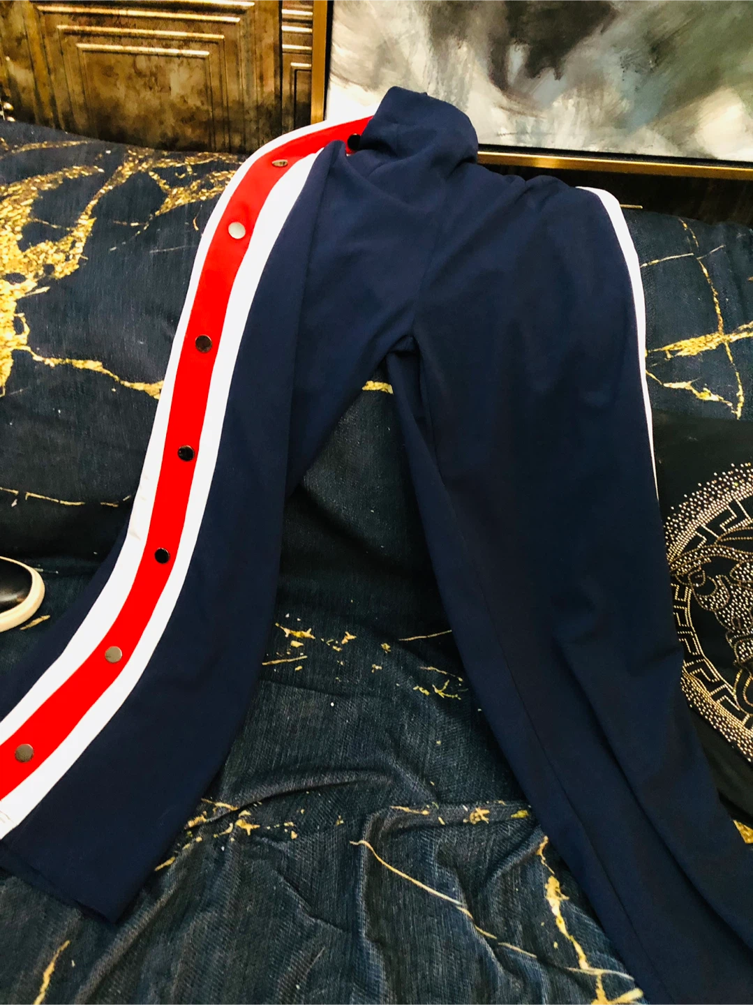 Navy Blue "Muly Muly" Snap Button Track new  Pants  Size M