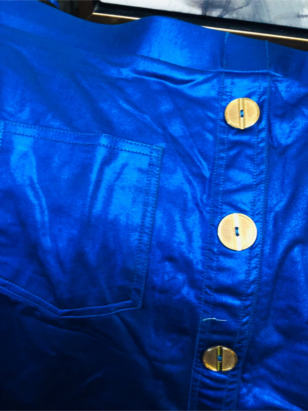 Blue Shiny Button-Up Skirt M/L - photo 2