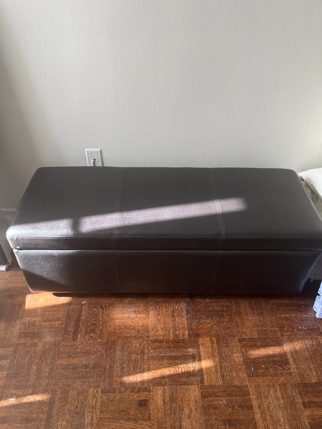 Black Faux Leather Storage Ottoman Bench