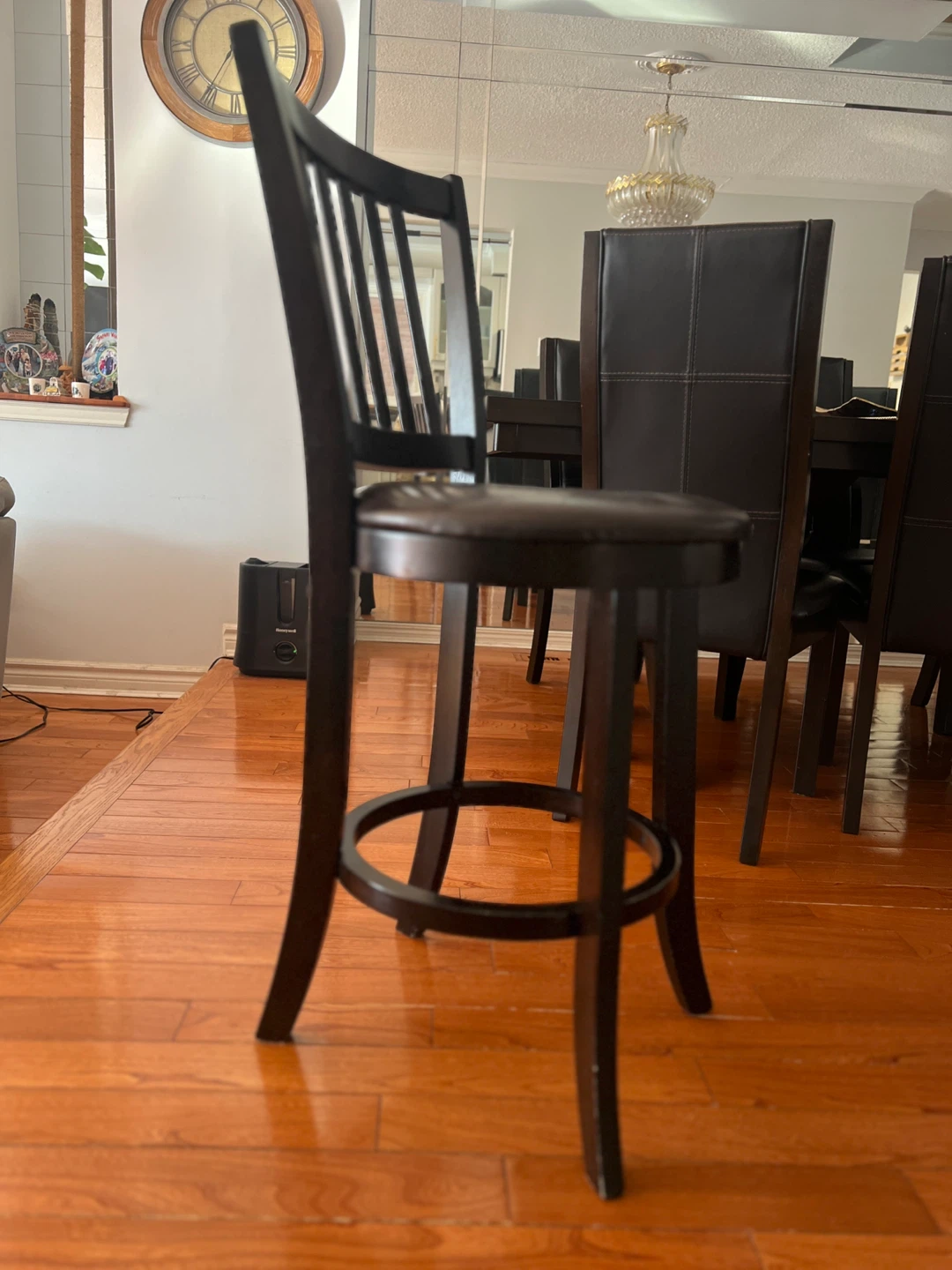 Dark Brown Bar Stool with Padded Seat - photo 2