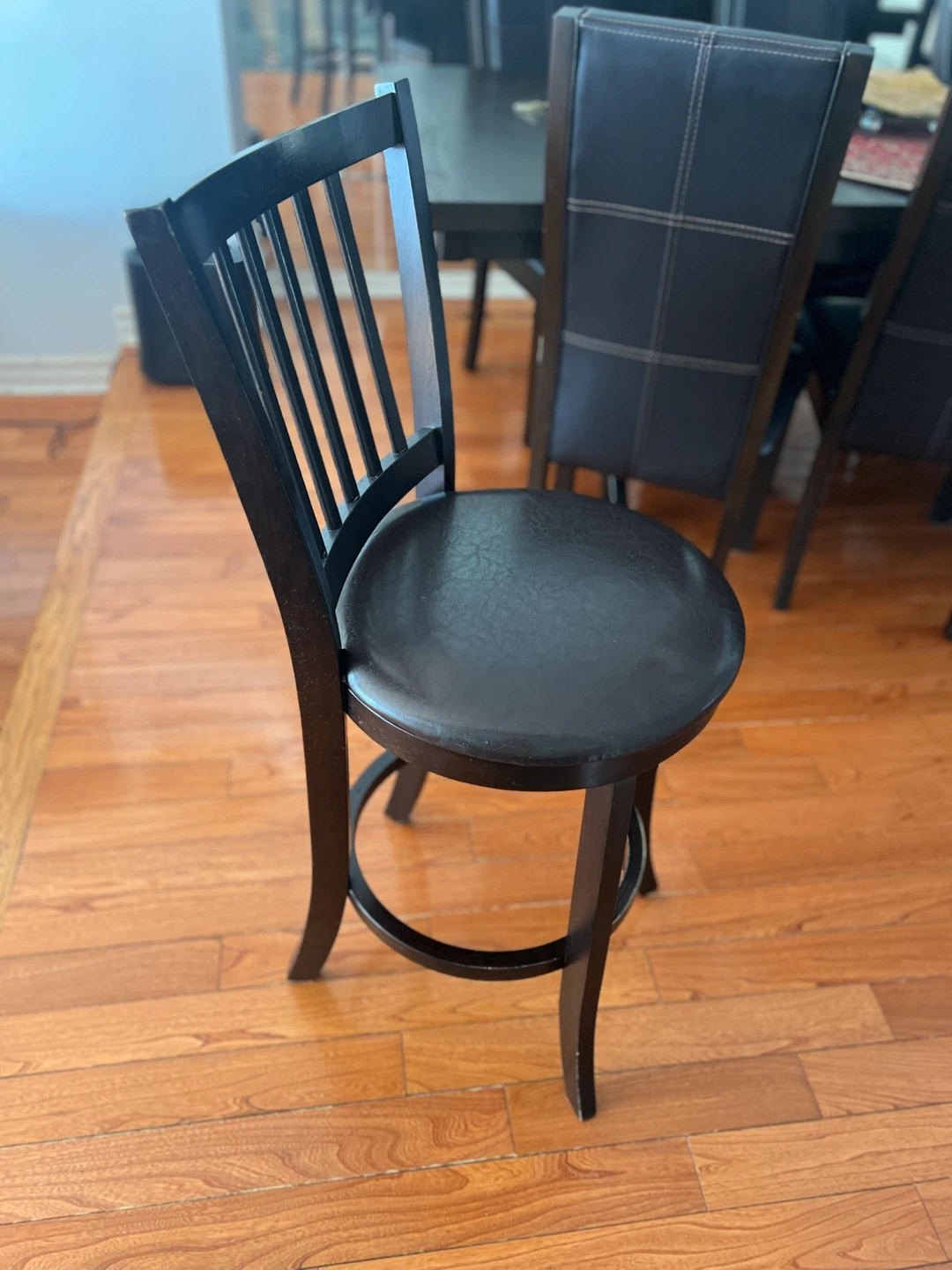 Dark Brown Bar Stool with Padded Seat