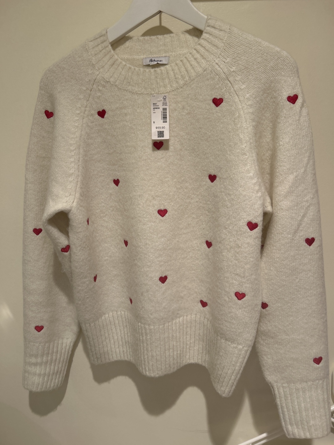valentine’s gift- Reitmans Heart embroidered Sweater Size S