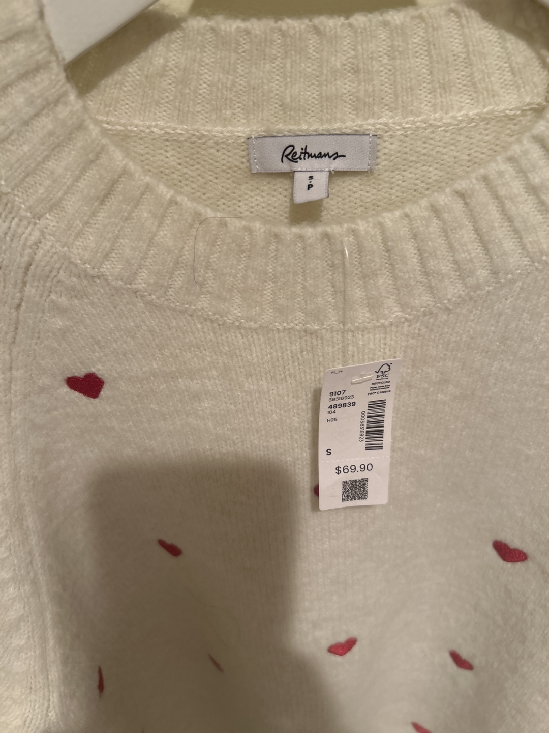 valentine’s gift- Reitmans Heart embroidered Sweater Size S - photo 2