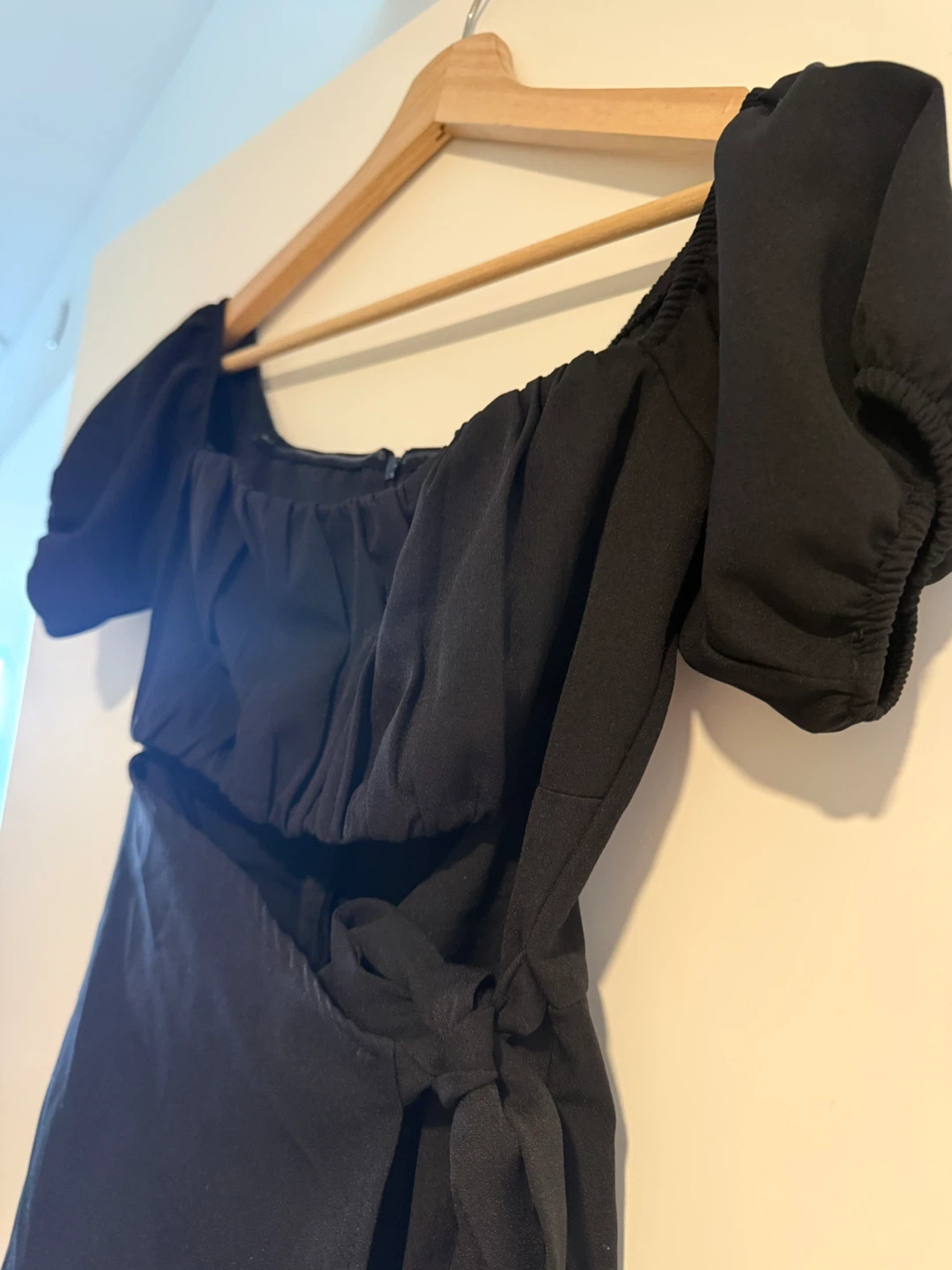 Black Puff Sleeve Cutout Dress Size 36 - photo 2