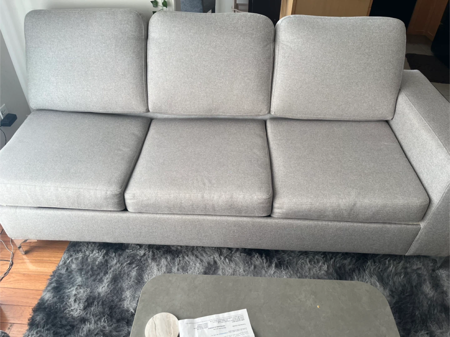 Grey 3-Seater Sofa and Chaise