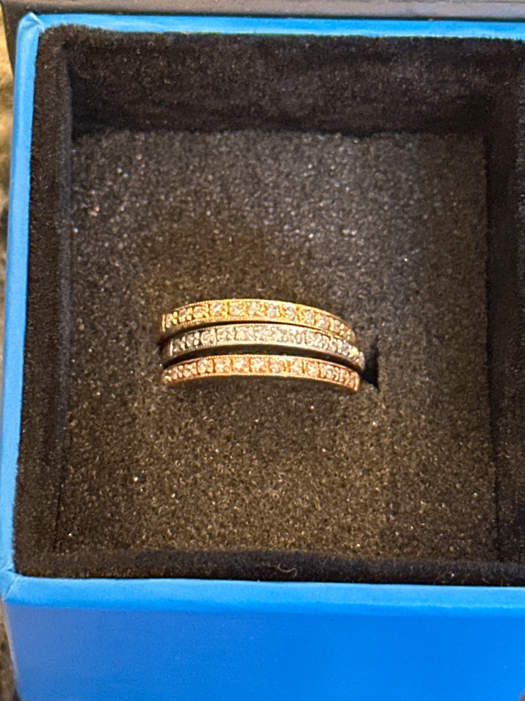 Set of 3 Stackable 14k gold Rings with small diamonds