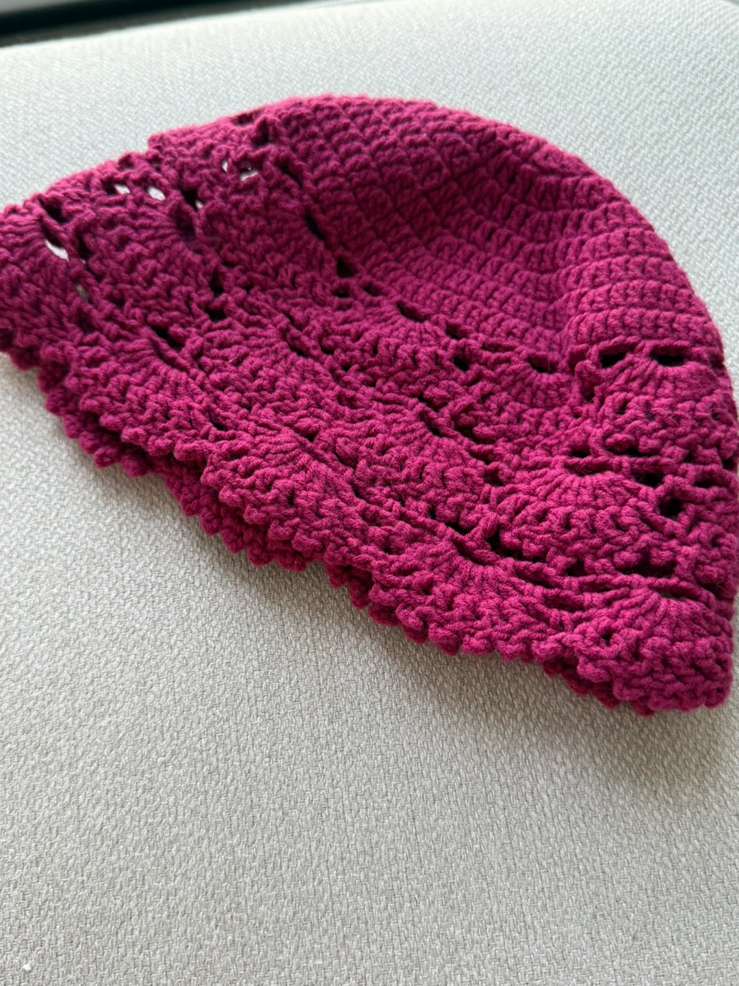 Hand-Crocheted Berry Pink Beanie - photo 2