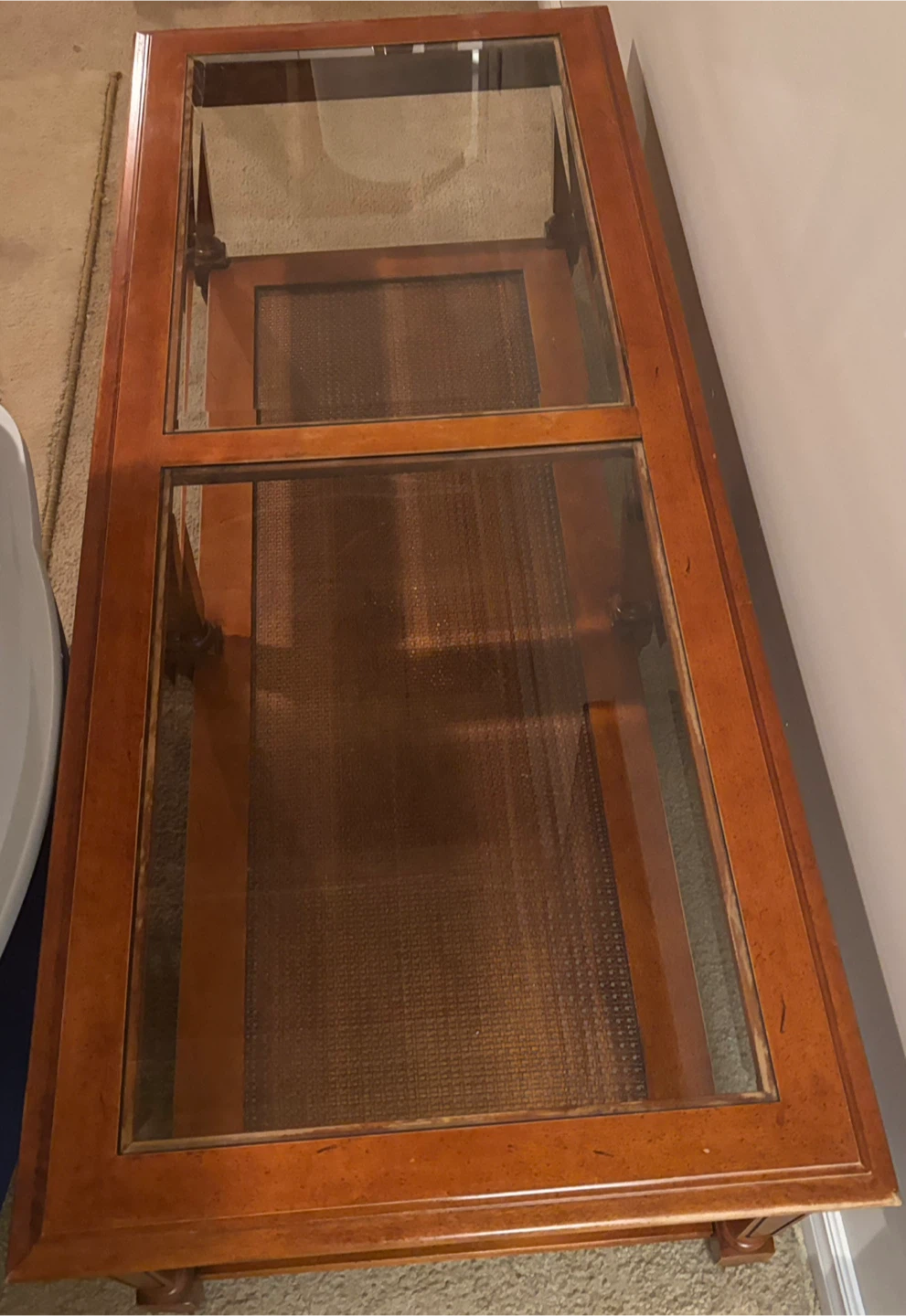 Wooden Coffee Table with Glass Top and Lower Shelf - photo 4