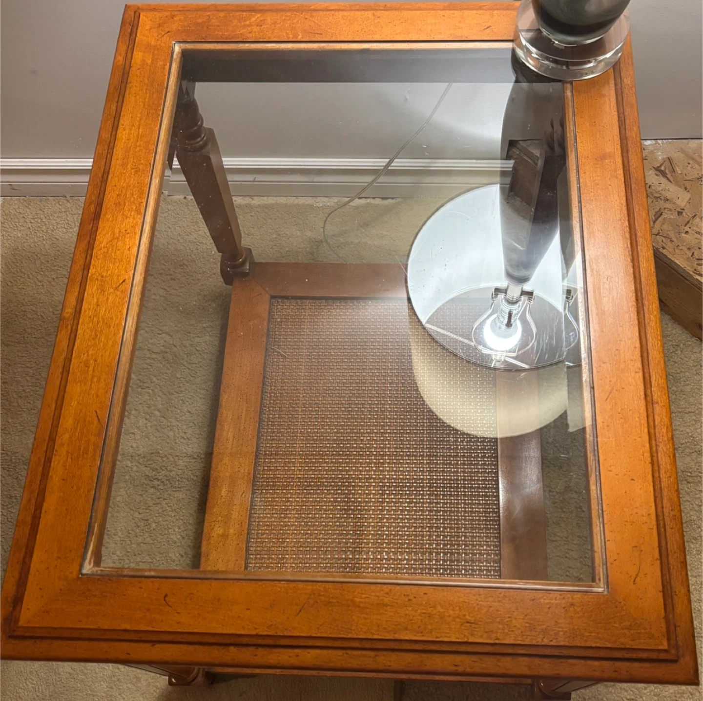 Wooden Coffee Table with Glass Top and Lower Shelf - photo 3