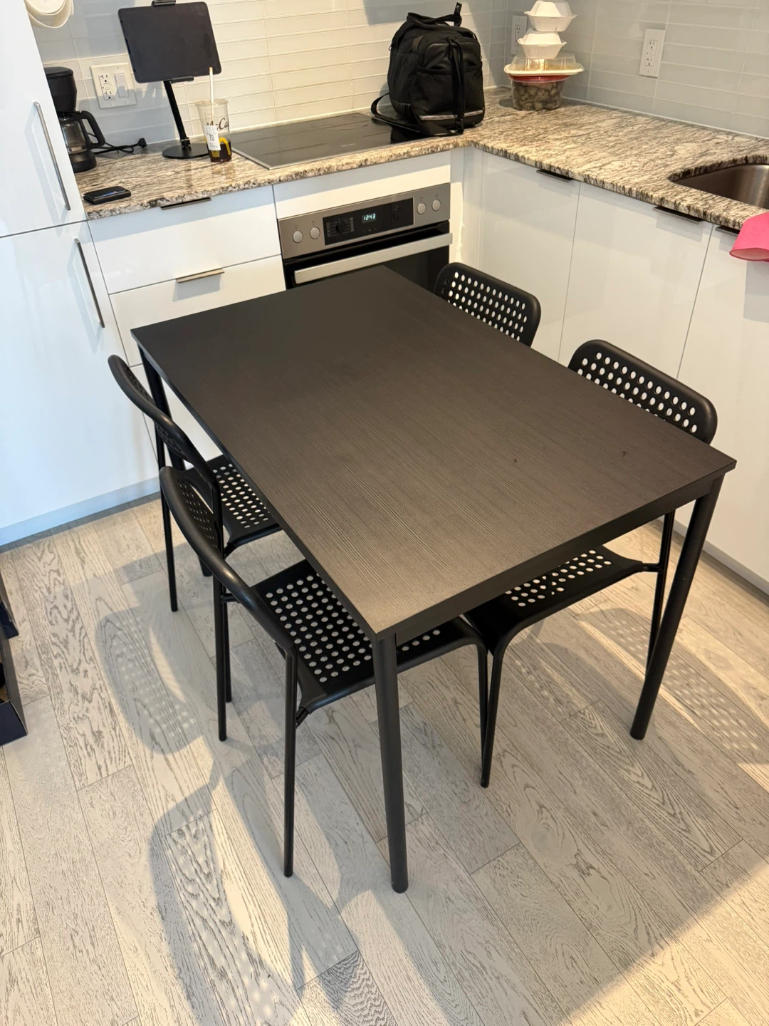 Black Dining Table Set with 4 Chairs