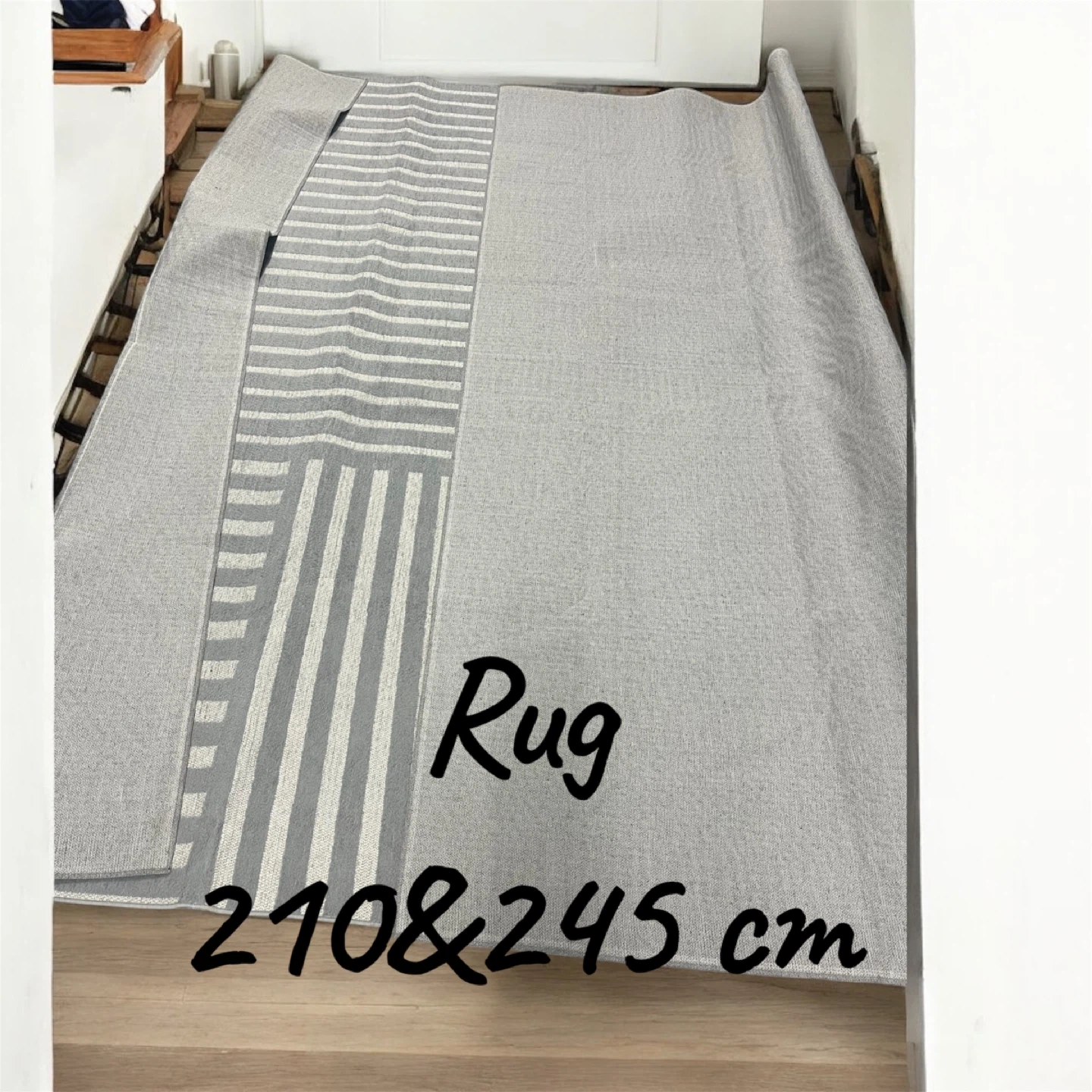 Grey Striped Rug 210 x 245 cm - photo 2