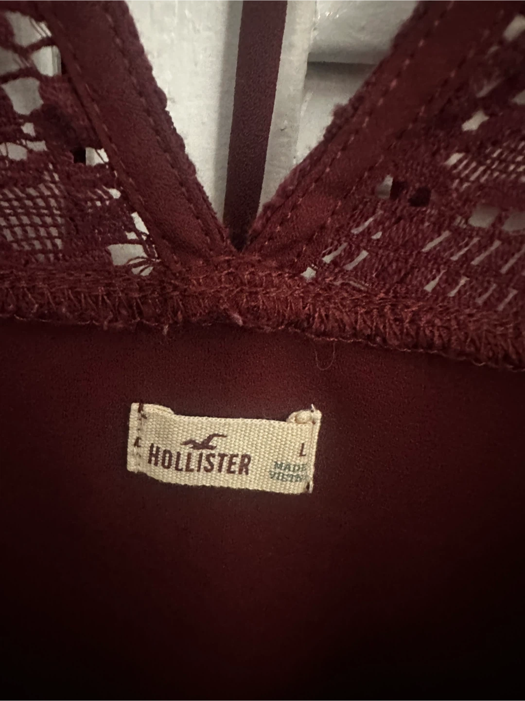 Hollister Burgundy Lace Long Sleeve Top - Size L - photo 3
