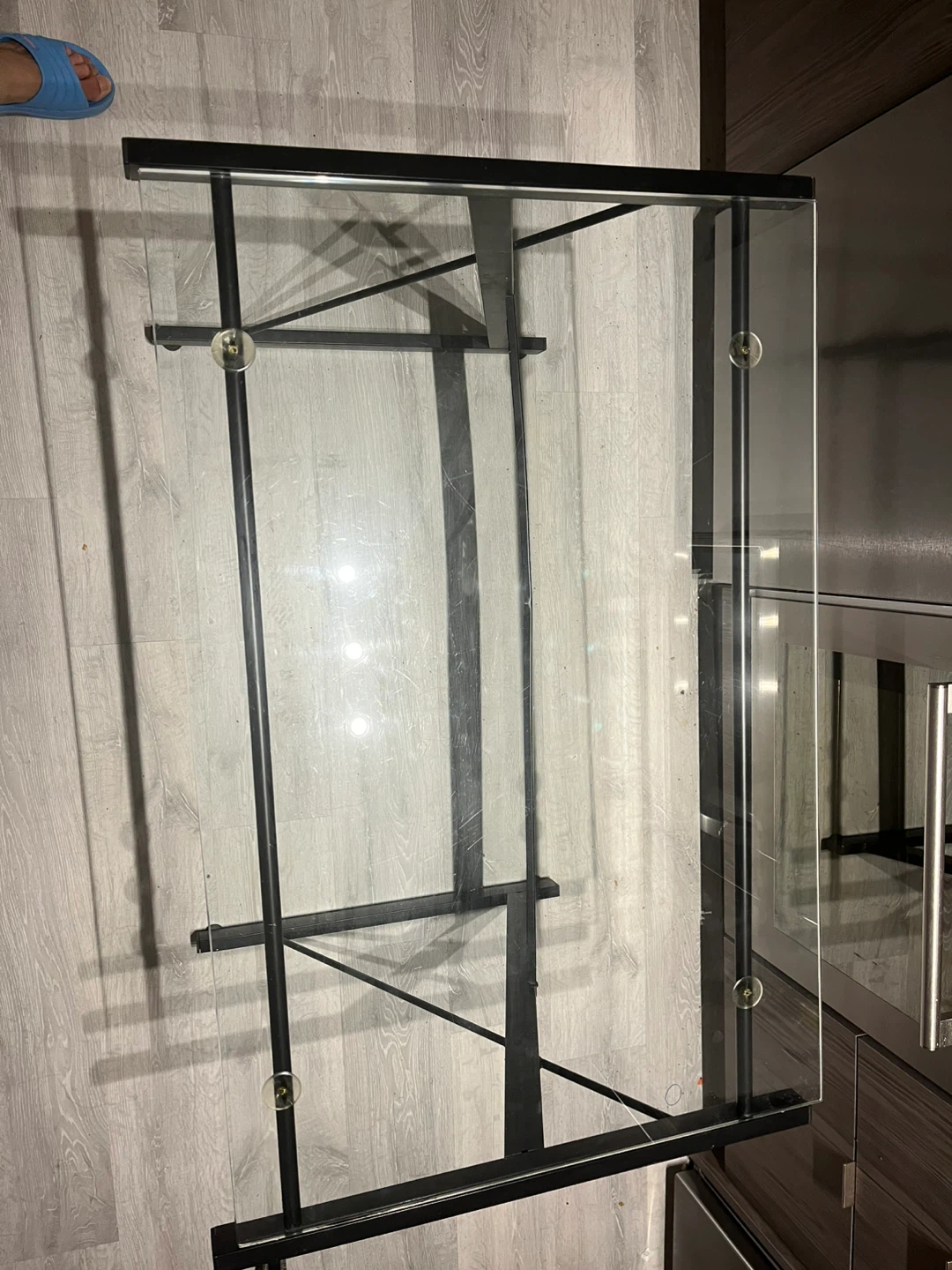 Glass Top Desk with Black Metal Frame